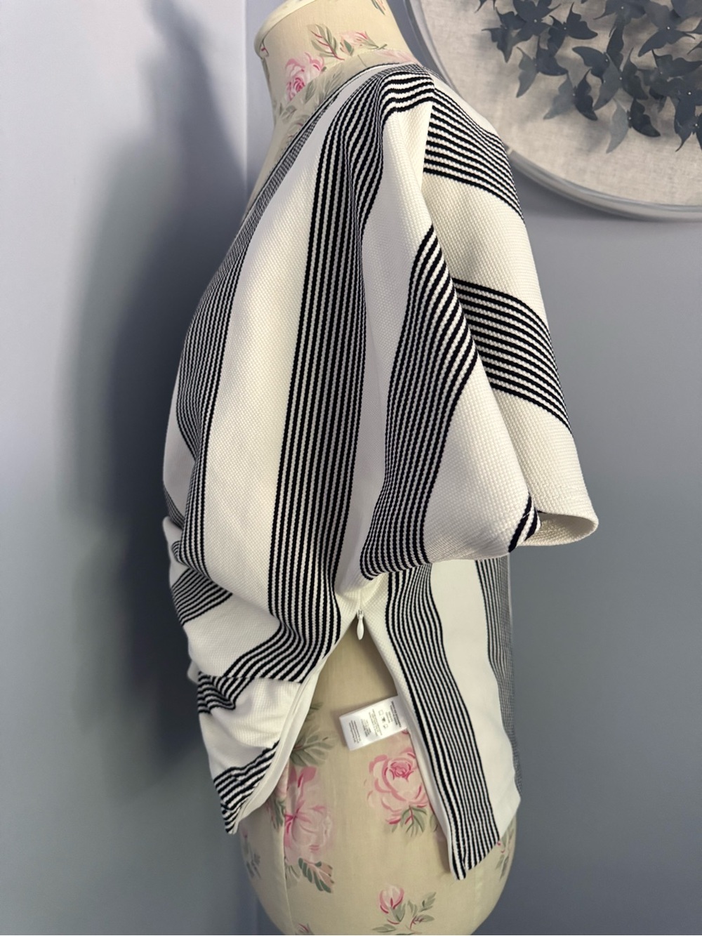 Anthropologie bishop + young Black and White Striped Twist-Front Top - Picture 9 of 13